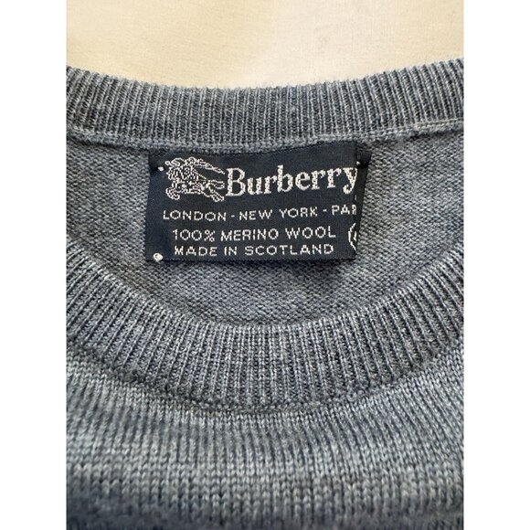 Vintage Burberry 2 Piece Set Blue Merino Wool Cardigan Sweater Size 44 Small - Picture 6 of 10